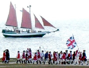 British march in front of Jolly Rover II