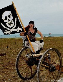 Sandi Bilbo with the Flag & Cannon