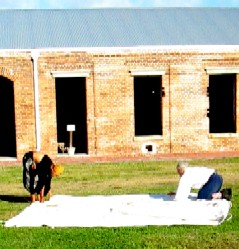 Skylar and Poppa Folding a Tent