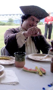 Blackjohn pointing to melon rinds