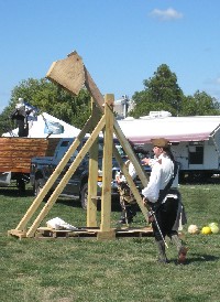 Preparing to fire the trebuchet