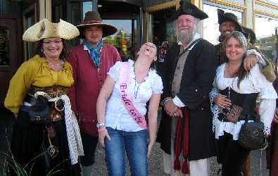 A pre-bride laughing