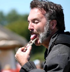 Putting a mousetrap on his tongue