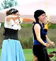 Fire show with tattoos