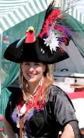 Collen Murphy in a parrot hat