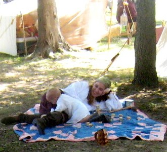 Baby pirate and mom on blanket