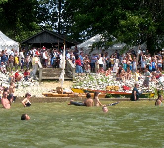 Swimmers on the beach at Paynetown