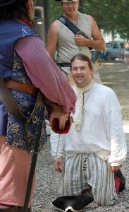 Michael Bagley on his knees