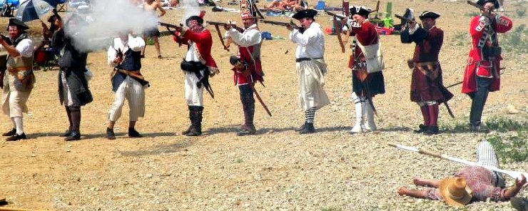 A line of infintrymen at Paynetown 2009