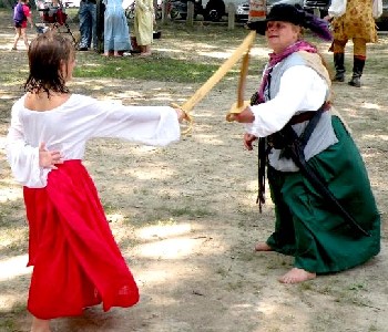 Grace learns swordfighting from Sherilee Hooper