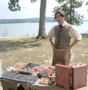 Albert Roberts looking at Mission's surgical gear
