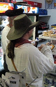 Michael lBagley looking at stuff in the camp store