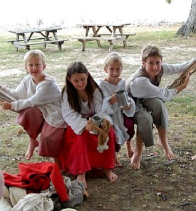 Four Thatcher kids in the hammock