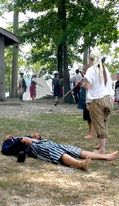 The mock dead on the beach at Paynetown