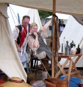 Sasha dancing with the tent pole