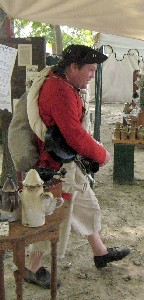 Jay Babcock and his backpack leaving