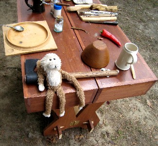 Lob on an axe on the table