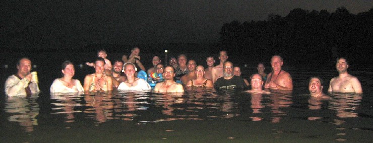 The pirate crew in the water at Paynetown