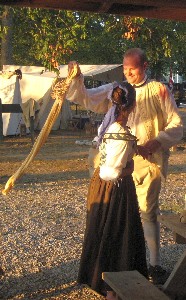 Jen modeling a silk scarf for a gentleman