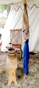 My wet blue scarf tied to a tent pole