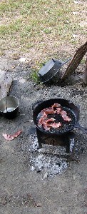 Bacon on the fire