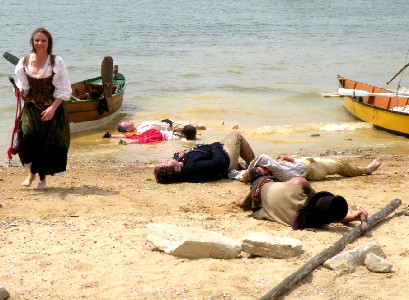 Bodies lying everywhere on beach