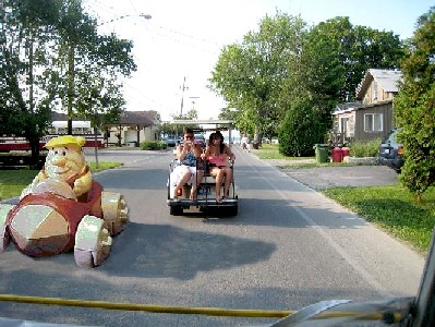 A view of the street from the Barneymobile