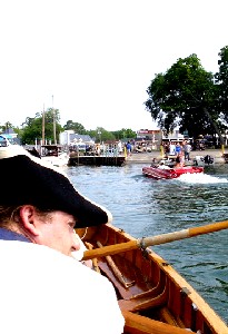 The Amphibicar in the water by the Firefly