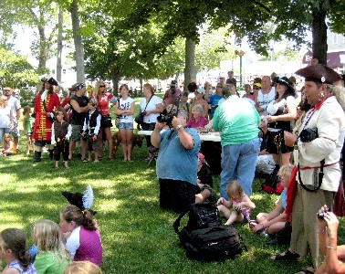 The crowd watching right