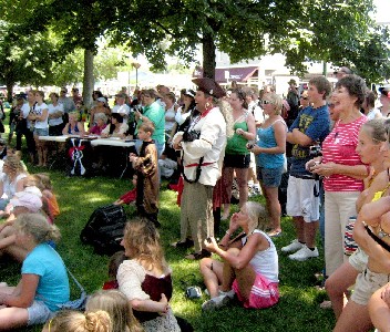 The crowd watching left
