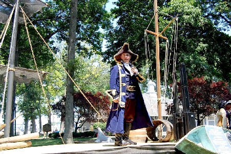 Ty in his pirate clothes on the stage