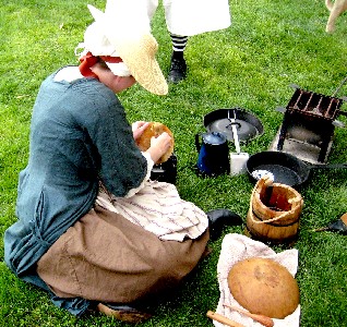 Kate working in the food area