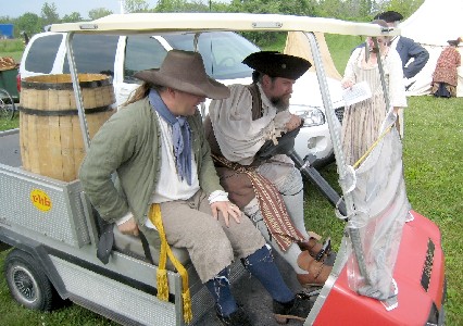 M.A. d'Dogge and Michael in the Barneymobile