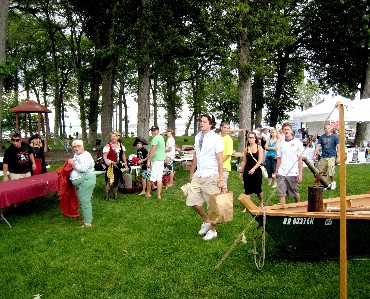 People checking out the pirate vendors near the Black Sheep
