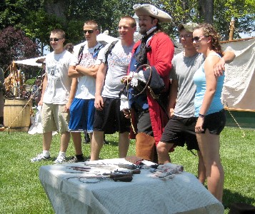 Shannon with several guys with short hair