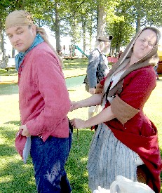 Lisa adjusting Mission's pants