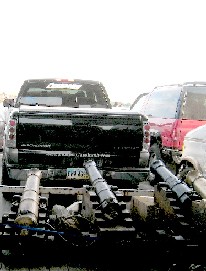 Cannons pointing at truck