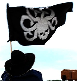 Tim Waves the Medusa Flag