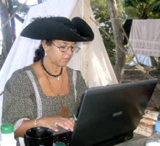 Paula working ona  computer