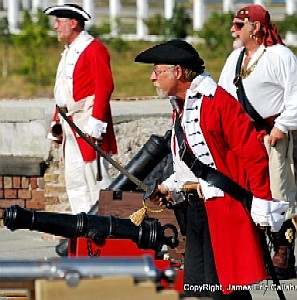 Harry and crew prepare to fire the Brit cannon