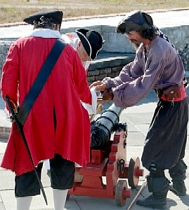 British crew preparing their cannon.