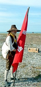 Mission holding the flag