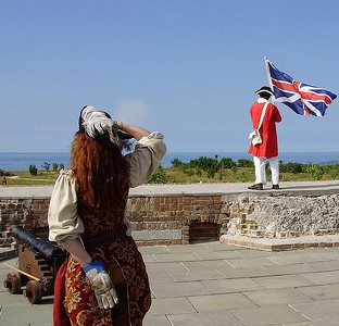 Waving the British Flag on the fort wall