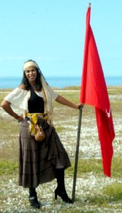 Caribbean Pearl holding the BI Flag