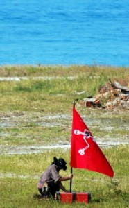 Nigel placing the BI flag