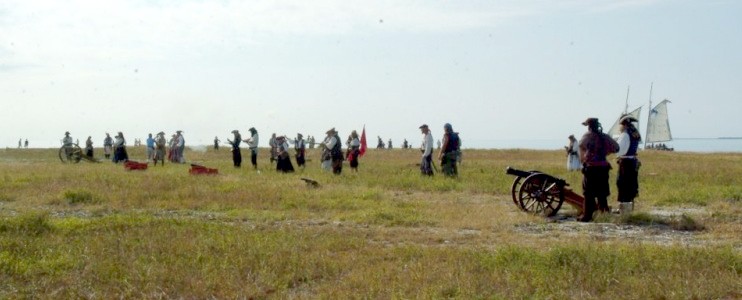 A sweepuing view of the pirates in the field