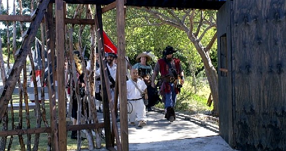 The pirate flag parade enters the fort