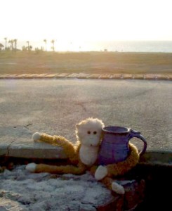 Lob with a coffee cup