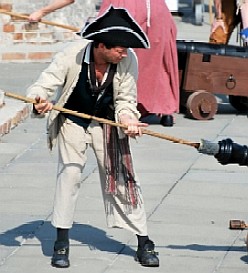 Edward swabbing the cannon