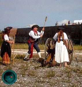 Gareth gets ready to fire the cannon